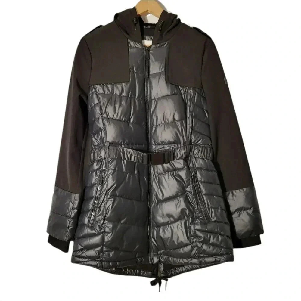 Bcbgeneration Puffer Belted Winter Jacket Black S… - image 1